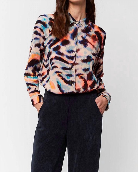 chloe button front blouse in zebra multi