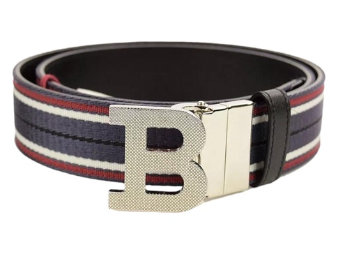 6239327 men's logo buckle webbing stripe reversible belt