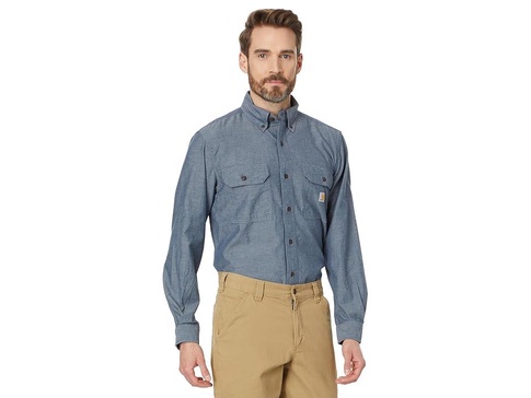 Loose Fit Midweight Chambray Long Sleeve Shirt