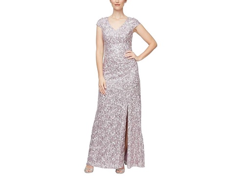 Long Corded Lace with Surplice Neckline