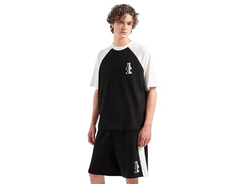Colored Blocked Regular Fit Tee With Stacked Ax Logo