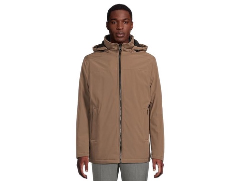 Hooded Rip Stop Water and Wind Resistant Jacket with Fleece Bib