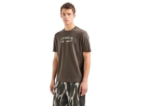 Embroidered Camo Armani Exchange Logo Regular Fit Tee