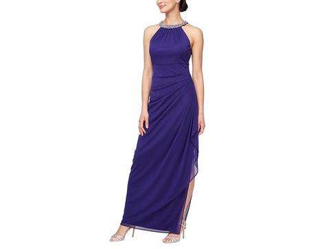 Long Mesh with Beaded Halter Neckline