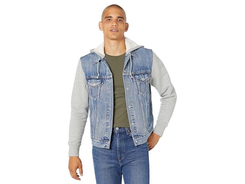 Men's Hybrid Hoodie Non-Stretch Denim Trucker Jacket