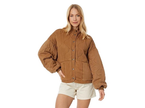 Drop Shoulder Quilted Jacket in Chai Tea