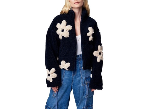 High Collar Floral Sherpa Jacket