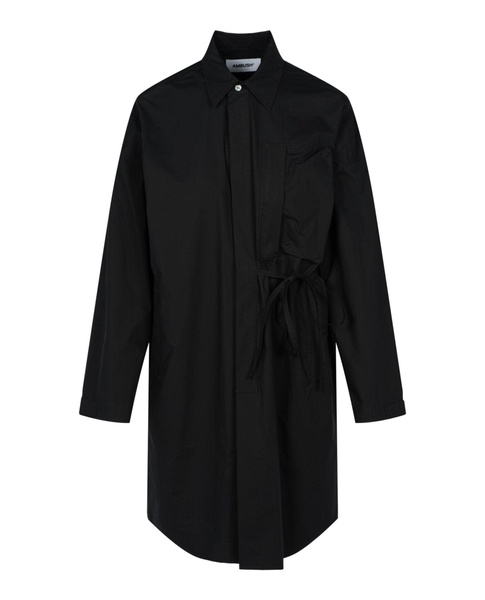 oversized waist-tie shirt dress