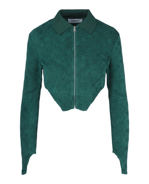 monogram zip-up fitted cropped jacket
