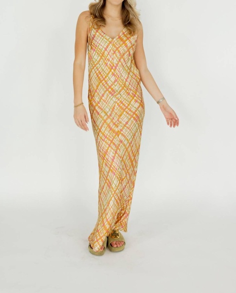 printed viscose dress in zafferano