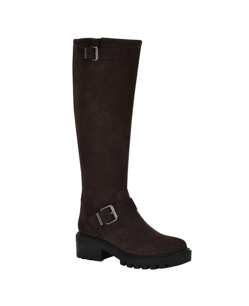 Women's Lenni Knee High Suede Lug Sole Buckle Riding Boots