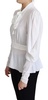 Sophisticated White Blouse with Ascot Collar and Lantern Sleeves