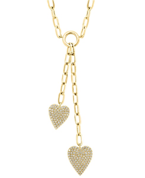 EFFY® Diamond Double Heart 18" Lariat Necklace (1/2 ct. t.w.) in 14k Gold