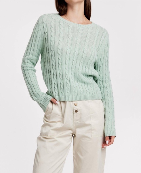 lupe cable knit sweater in aquamarine