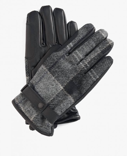 newbrough tartan gloves in black