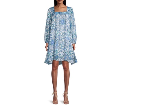 leilani floral mini dress in blue/white