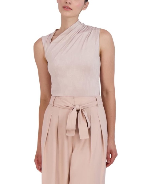 BCBGMAXAZRIA Women's Asymmetrical Neck Sleevless Knit Top