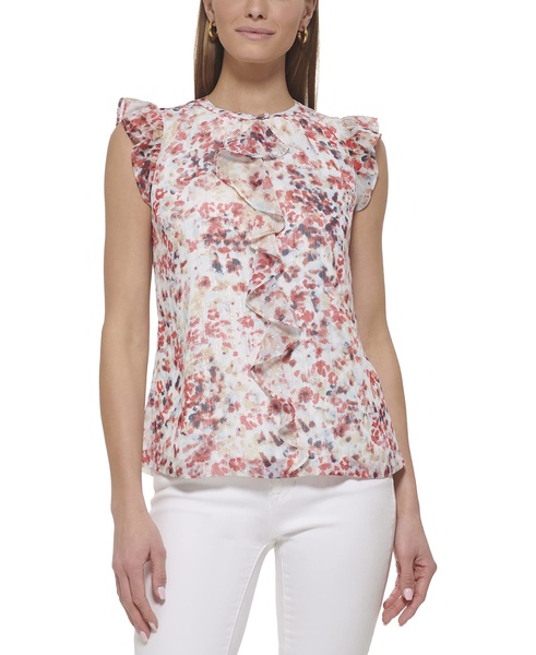 DKNY Women's Rib-Trim Satin Sleeveless Top