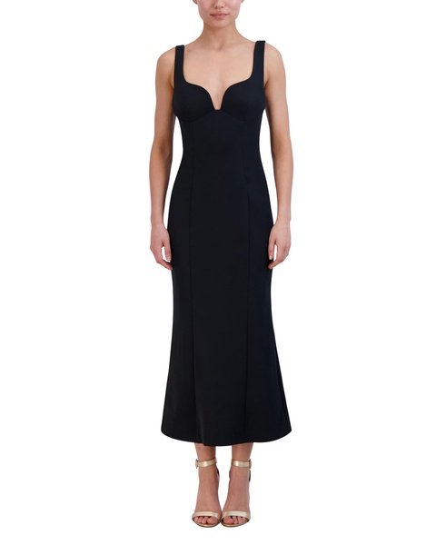 BCBGMAXAZRIA Women's Sleeveless Sweetheart Neck Flared Sheath Midi Dress