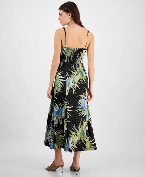 Women's Palm-Print Satin Midi Dress, Exclusively at Macy's