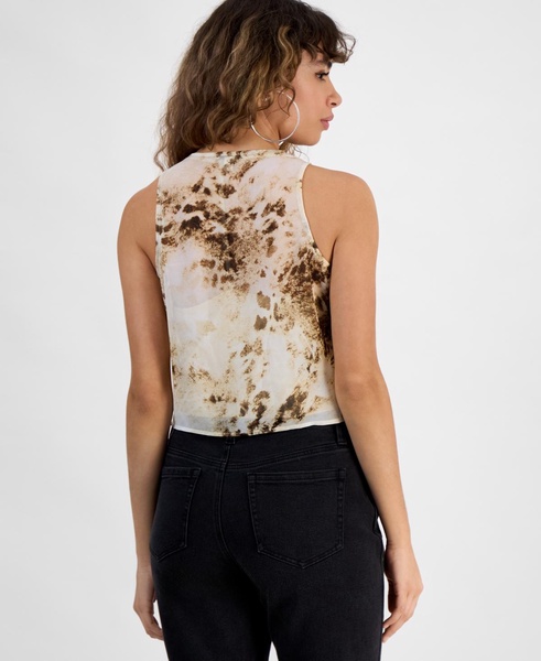 Plus Size Printed Chiffon Cowlneck Sleeveless Top, Exclusively at Macy's
