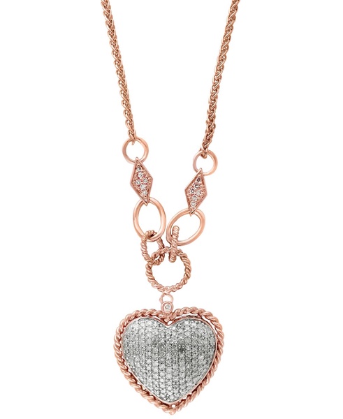 D'Oro by EFFY® Diamond Pavé Diamond Heart Pendant (3/4 ct. t.w.) in 14k Gold or 14k Rose Gold