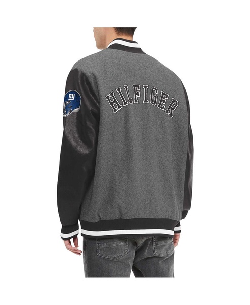 Men's Heather Gray, Black New York Giants Gunner Full-Zip Varsity Jacket