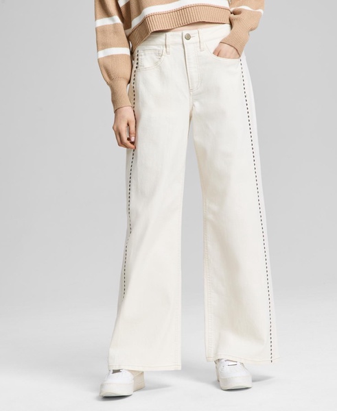 Women's Studded Wide-Leg Jeans, Exclusively at Macy's