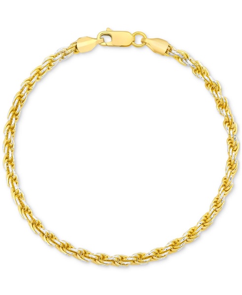 Men's Two-Tone Rope Link Chain Bracelet in Sterling Silver & 14k Gold-Plate