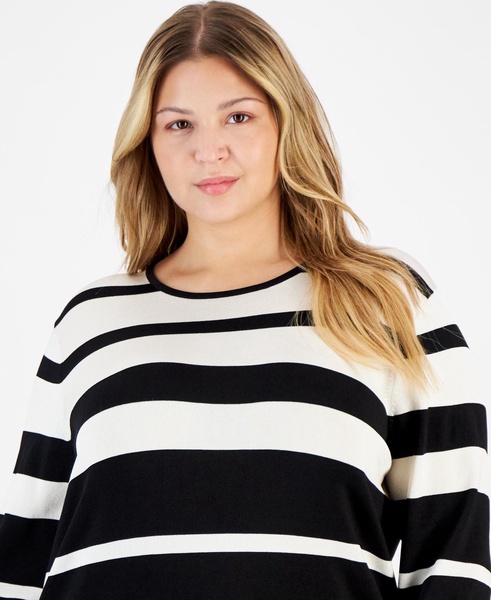 Plus Size Variegated-Stripe Sweater