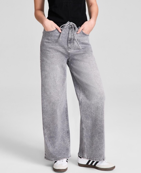 Women's Tie-Front Wide-Leg Jeans, Exclusively at Macy's