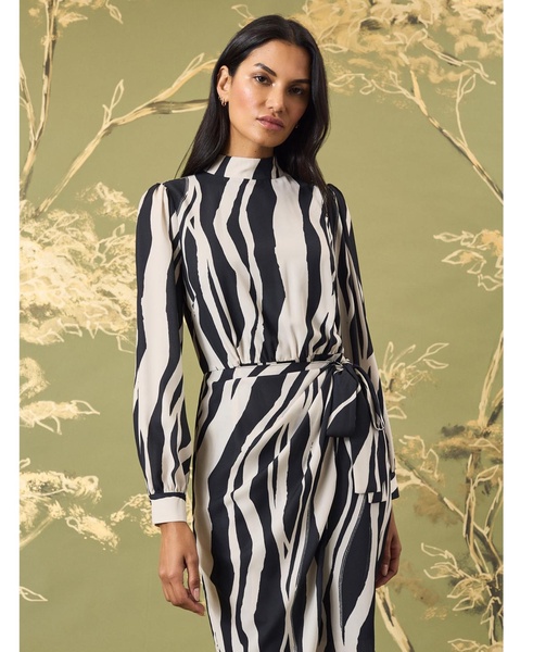 Women's Printed Turtleneck Tulip-Skirt Dress