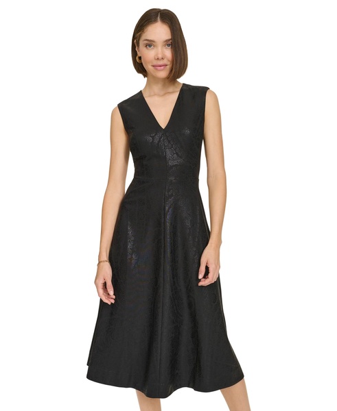 Women's Metallic-Print Fit & Flare Dress