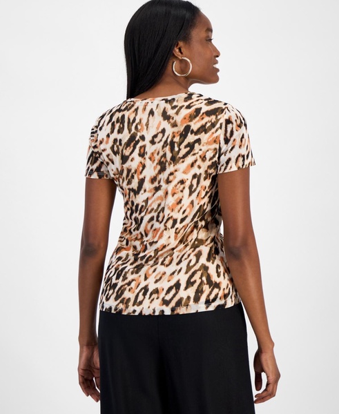 Women's Animal Print Mesh Top, Exclusively at Macy's 