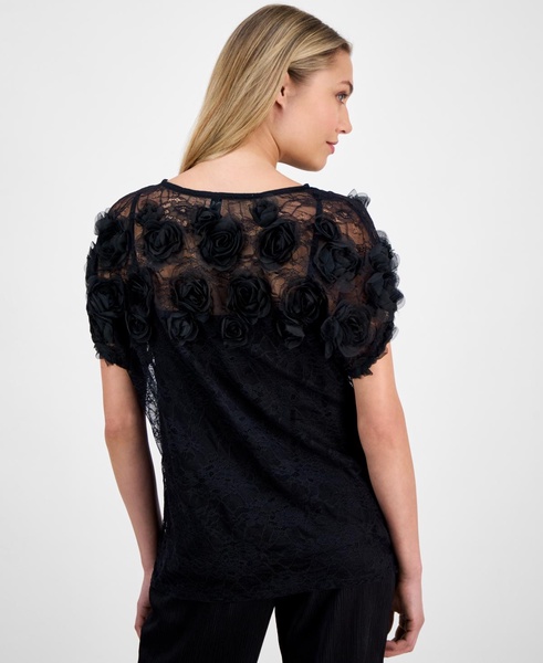 Women's Bateau-Neck Rosette-Detail Top