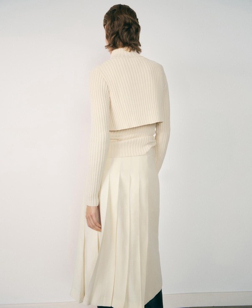 Women's Zipper Detail Combined Ribbed Sweater