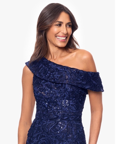 Women's Sequined Lace One-Shoulder Gown