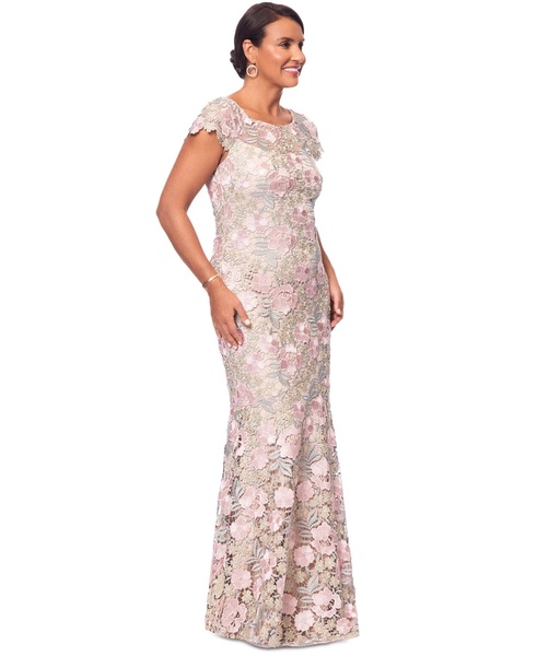 Women's Boat-Neck Short-Sleeve Lace Gown