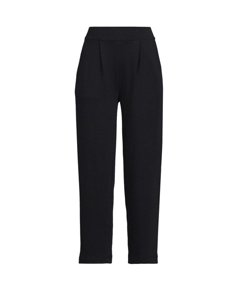 Women's Sport Knit High Rise Pleated Straight Leg Crop Pants