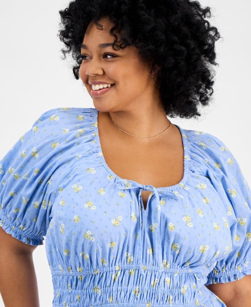 Women's Plus Short-Sleeve Clip-Dot Midi Dress, Created for Macy's