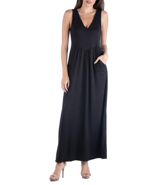 Sleeveless V-Neck Maxi Dress with Pocket Detail