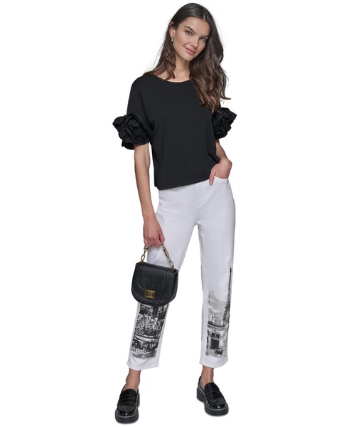 Women's 3D Floral-Sleeve Top