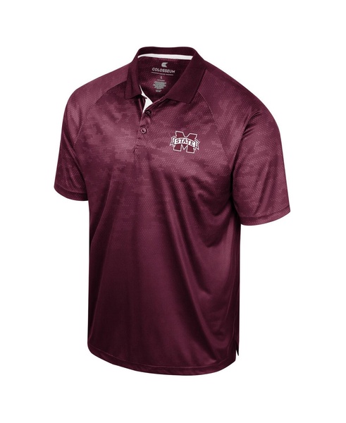 Men's Maroon Mississippi State Bulldogs Honeycomb Raglan Polo Shirt