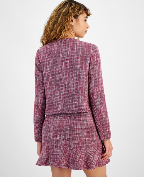 Women's Tweed Patch-Pocket Kissing Jacket, Created for Macy's