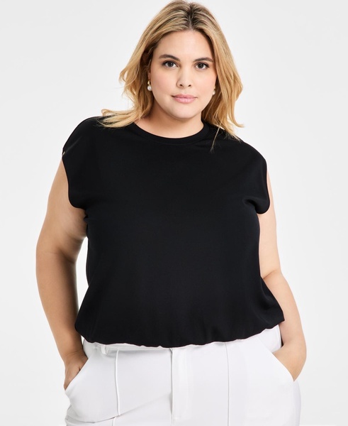 Trendy Plus Short-Sleeve Blouson Crewneck Top, Exclusively at Macy's