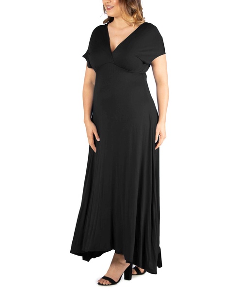Plus Size Empire Waist V-neck Maxi Dress