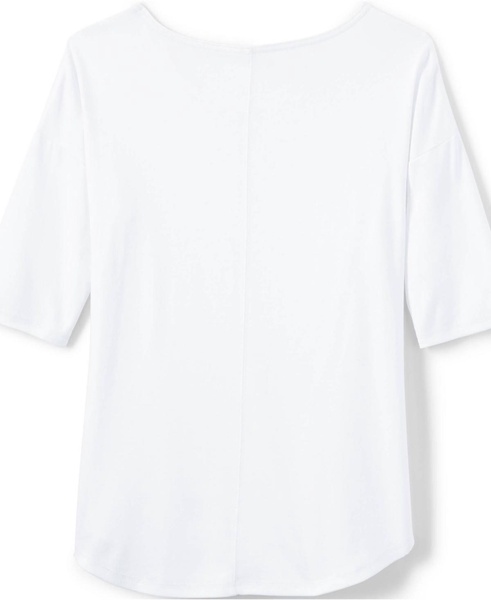 Women's Supima Micro Modal Elbow Sleeve Balletneck Curved Hem Top