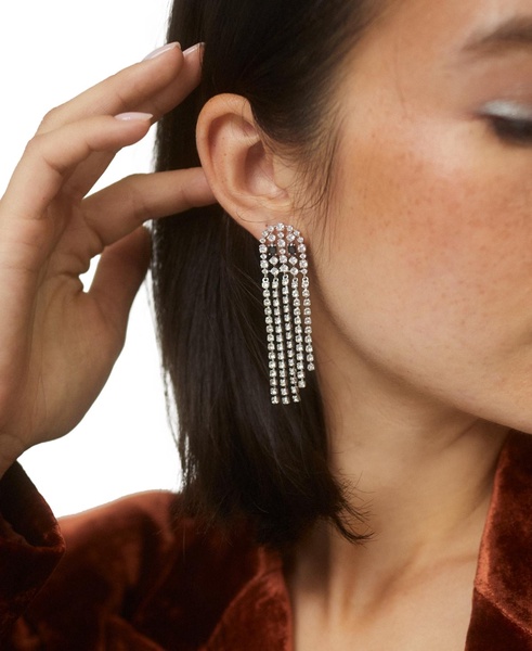 by Nadri Rhodium-Plated Pavé Ghost Fringe Drop Earrings