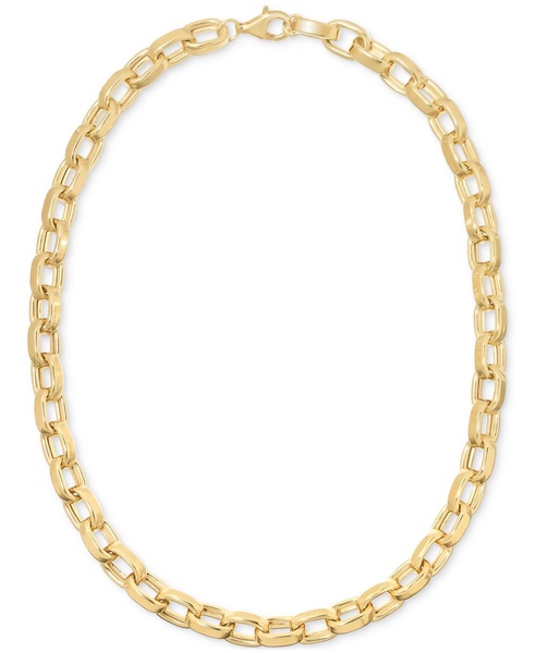 Polished Rolo Link Chain 18" Necklace in 14k Gold Over Sterling Silver Made in Italy