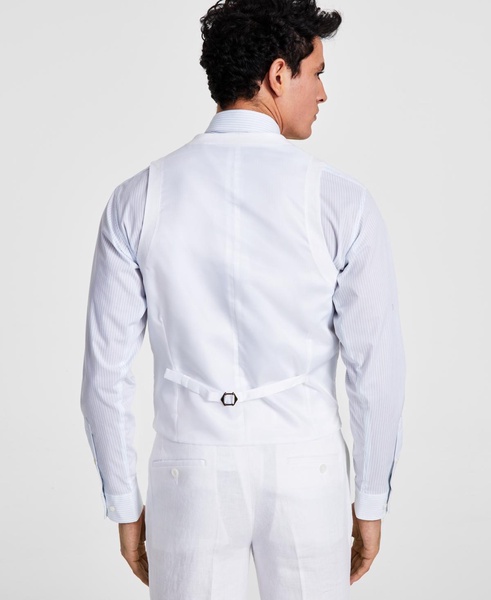 Men's Slim-Fit White 100% Linen Suit Vest, Created for Macy's